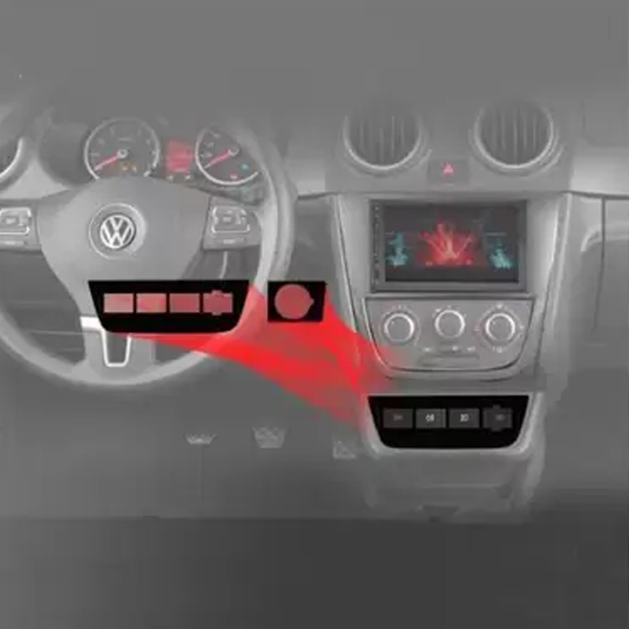Moldura 2 Din Gol/ Voyage/ Saveiro Cross/Tropper G5 Cinza JP/CH Com Botão Expex - EPX VW-558