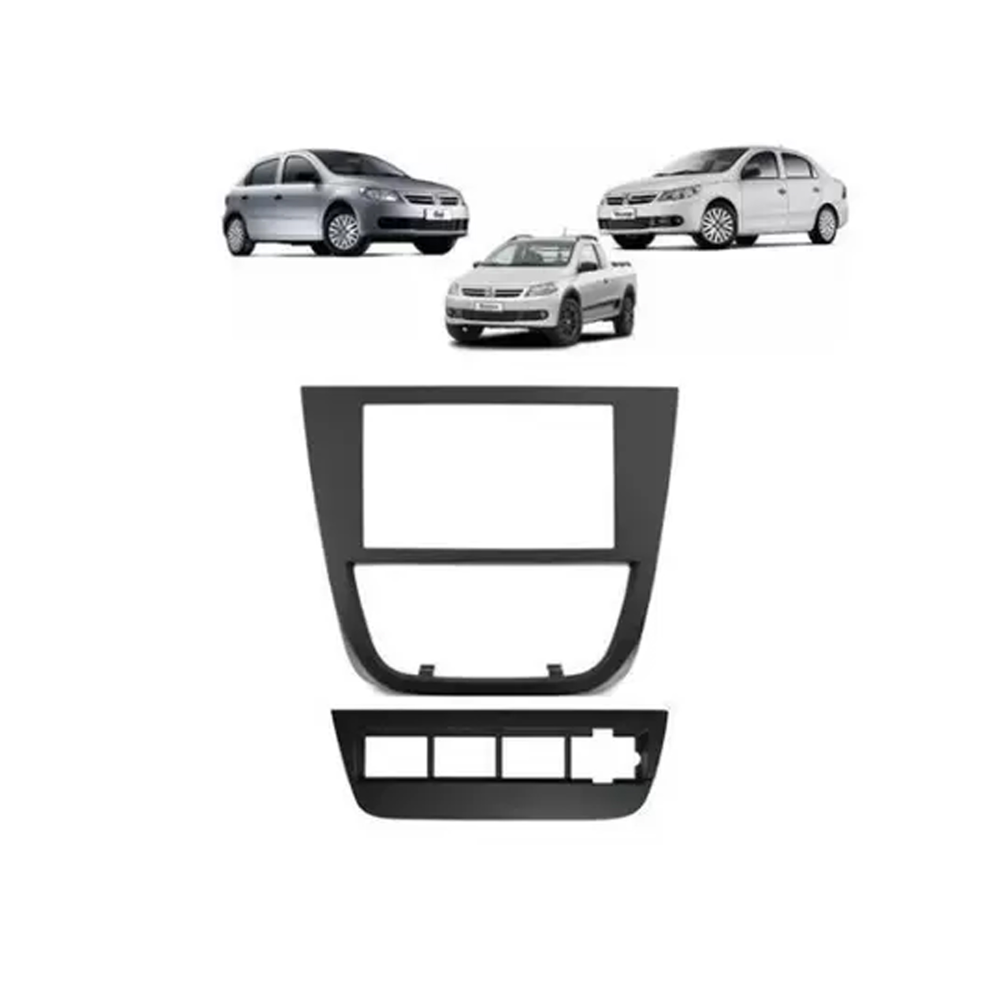Moldura 2 Din Gol/ Voyage/ Saveiro Cross/Tropper G5 Cinza JP/CH Com Botão Expex - EPX VW-558