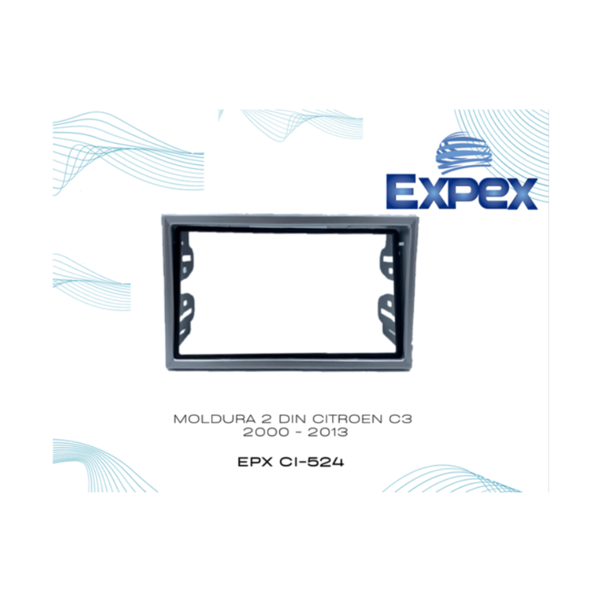 Moldura Citroen C3 2000 a 2013 2 DIN Prata Expex - EPX CI-524
