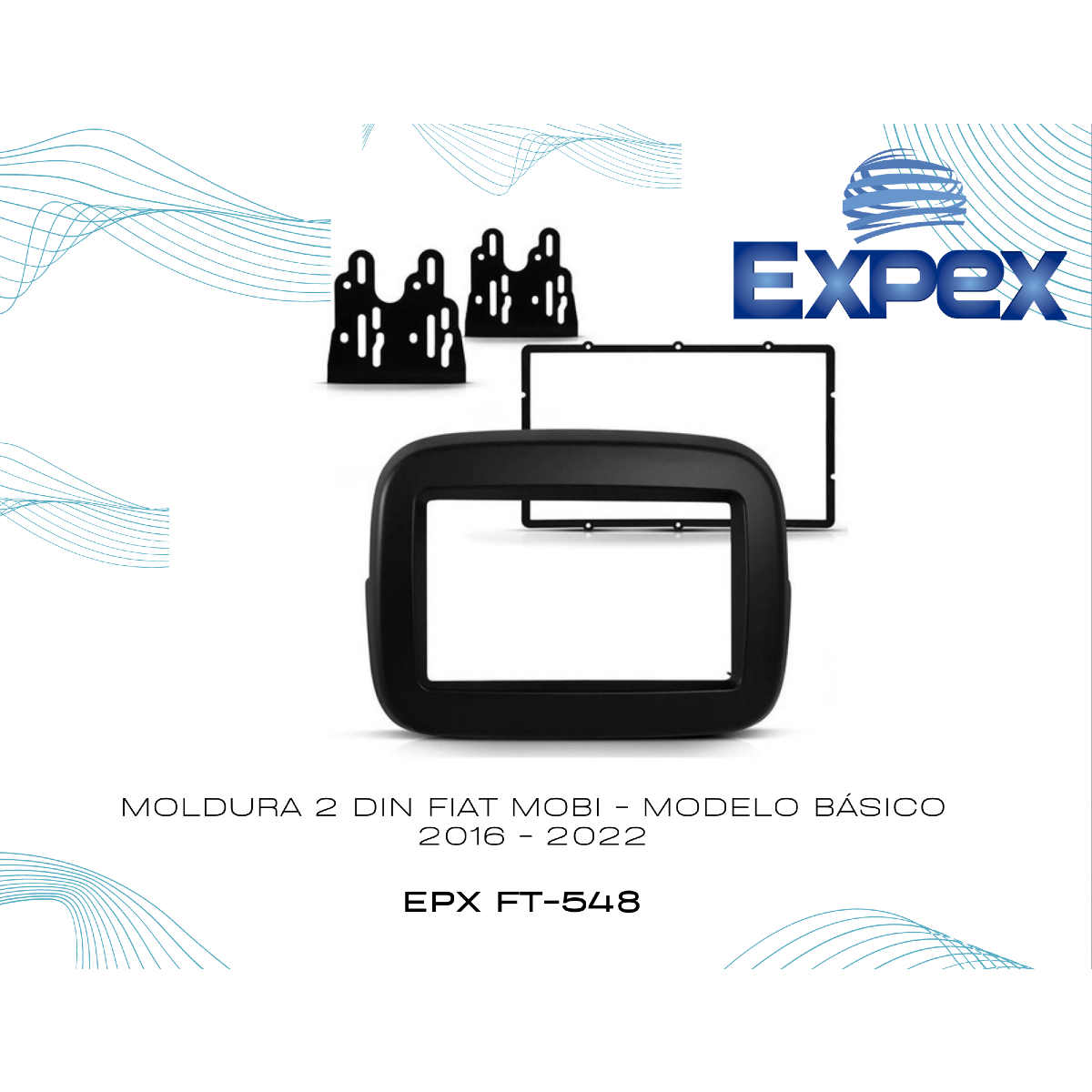 Moldura 2 DIN Preto Fiat Mobi sem som de fábrica 2016-2022 Expex - EPX FT-548