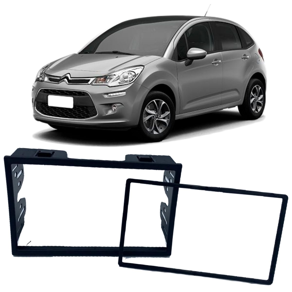 Moldura 2 7" DIN Citroen C3 2000 até 2013 Preto Expex - EPX CI-523