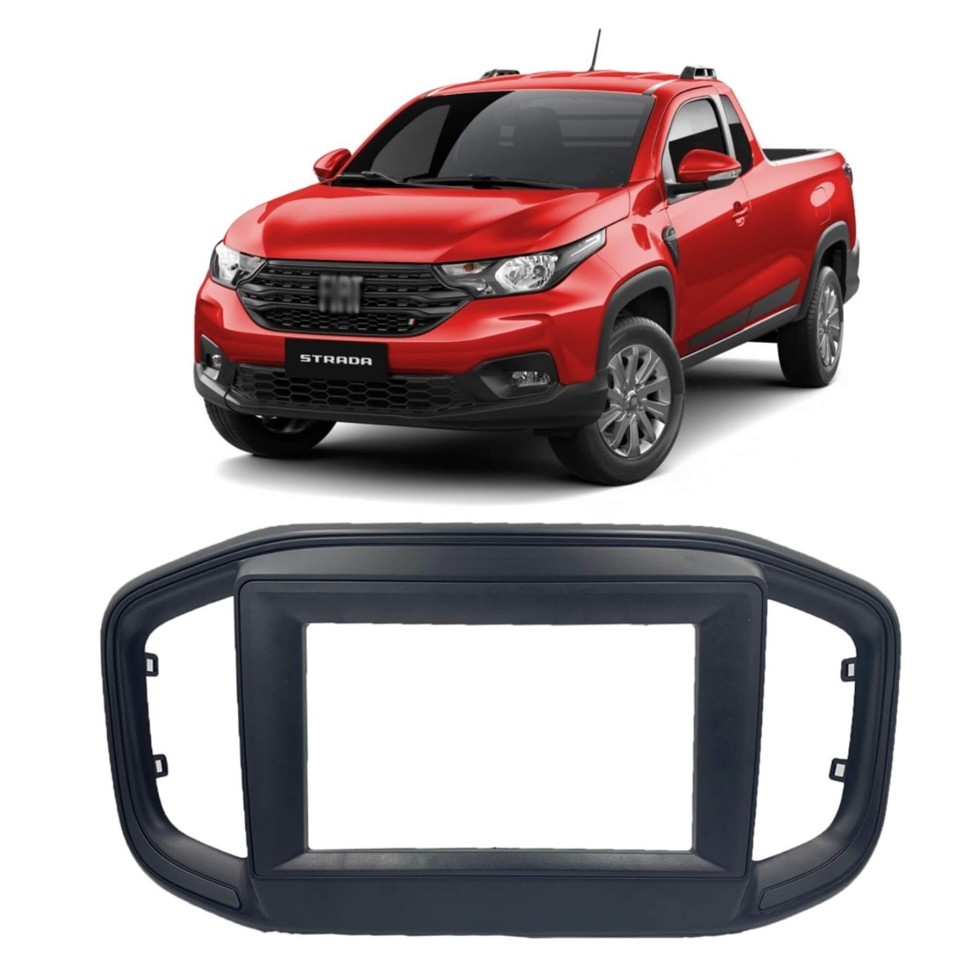 Moldura Fiat Strada 2021 e Fiorino 2021 em diante 2 DIN 7 Polegadas Preta Expex - EPX FT-559