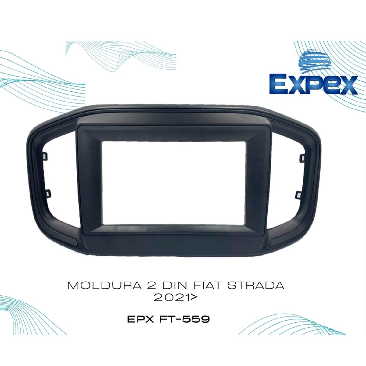 Moldura Fiat Strada 2021 e Fiorino 2021 em diante 2 DIN 7 Polegadas Preta Expex - EPX FT-559