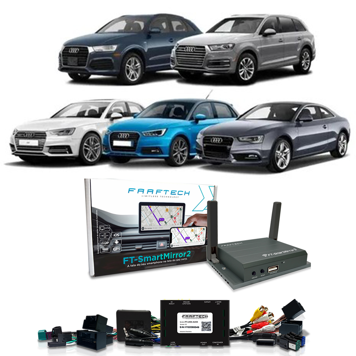 COMP Interface de Vídeo Linha Audi A1 A4 A5 Q3 Q5 FT-LVDS-AUD5 Faaftech + Interface de espelhamento