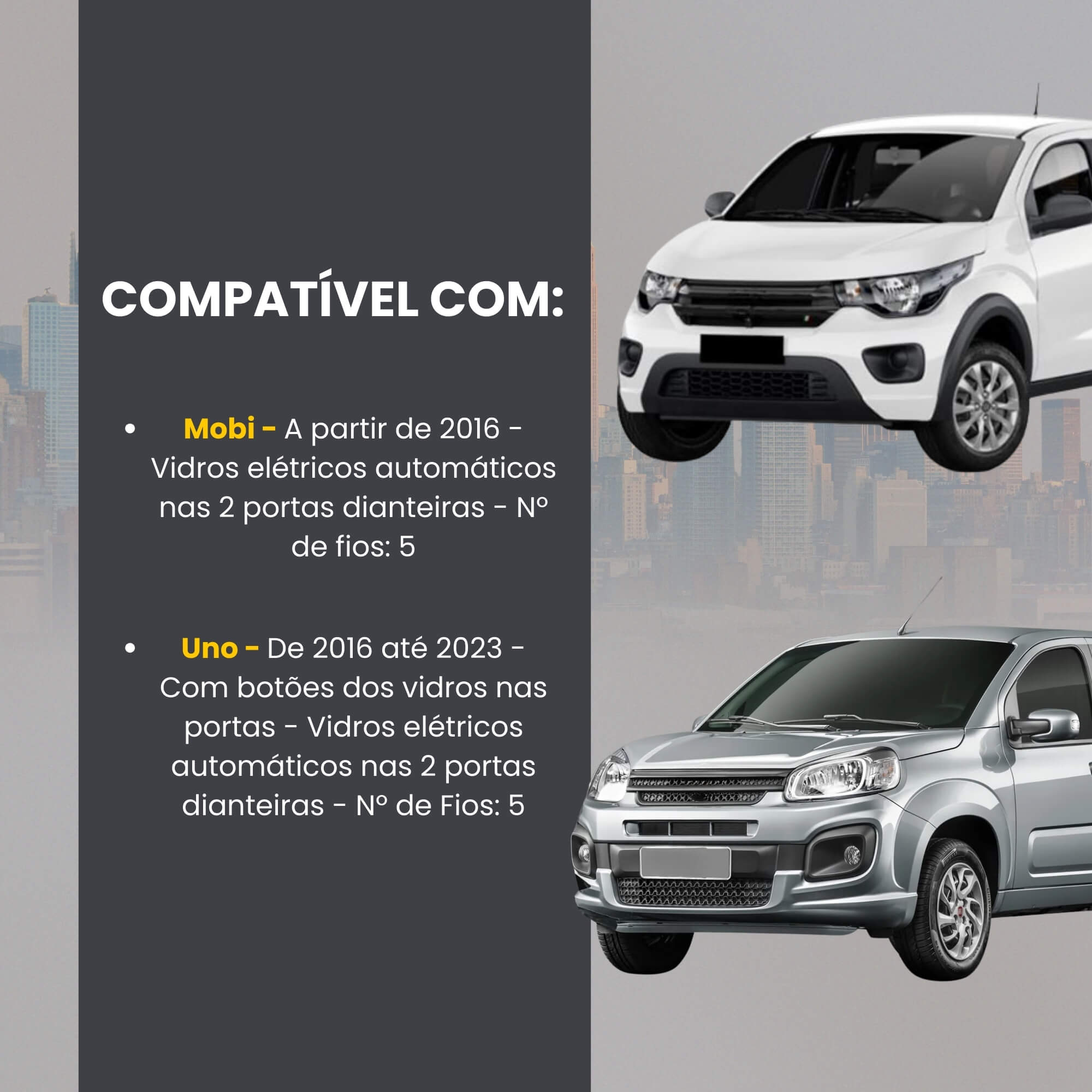 Módulo Automação de Vidros Elétricos compatível com Mobi e Uno Tury - PRO1.15