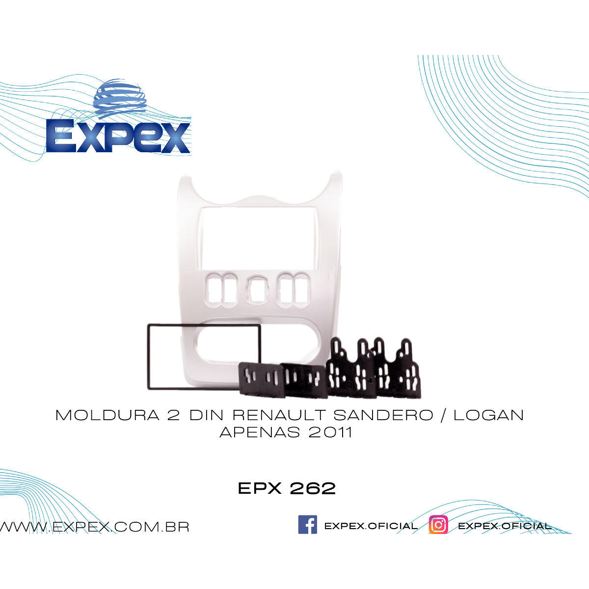 Moldura 2 DIN 7" Prata Sandero Authentique/Expression/Stepway 2011-2021 e Logan 2011 Expex - EPX 262