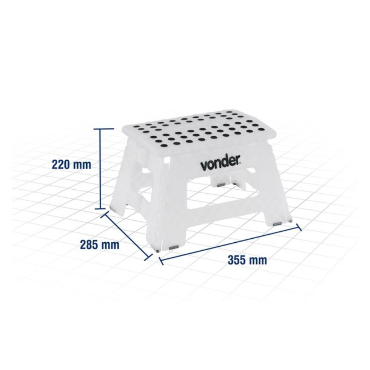 Banqueta Plástica Dobrável 220mm Suporta até 150kg Branca em Plástico ABS Vonder - 35.40.022.000