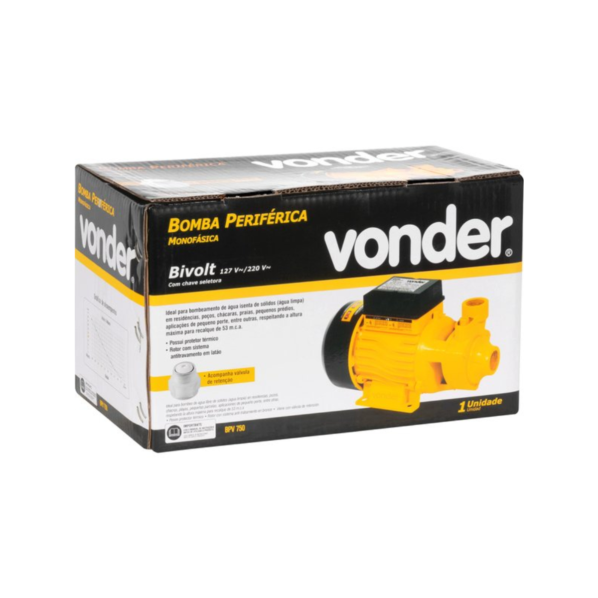 Bomba de Água Periférica BPV750 127V/220V Bivolt c/ Chave Seletora Vonder - 66.86.100.001