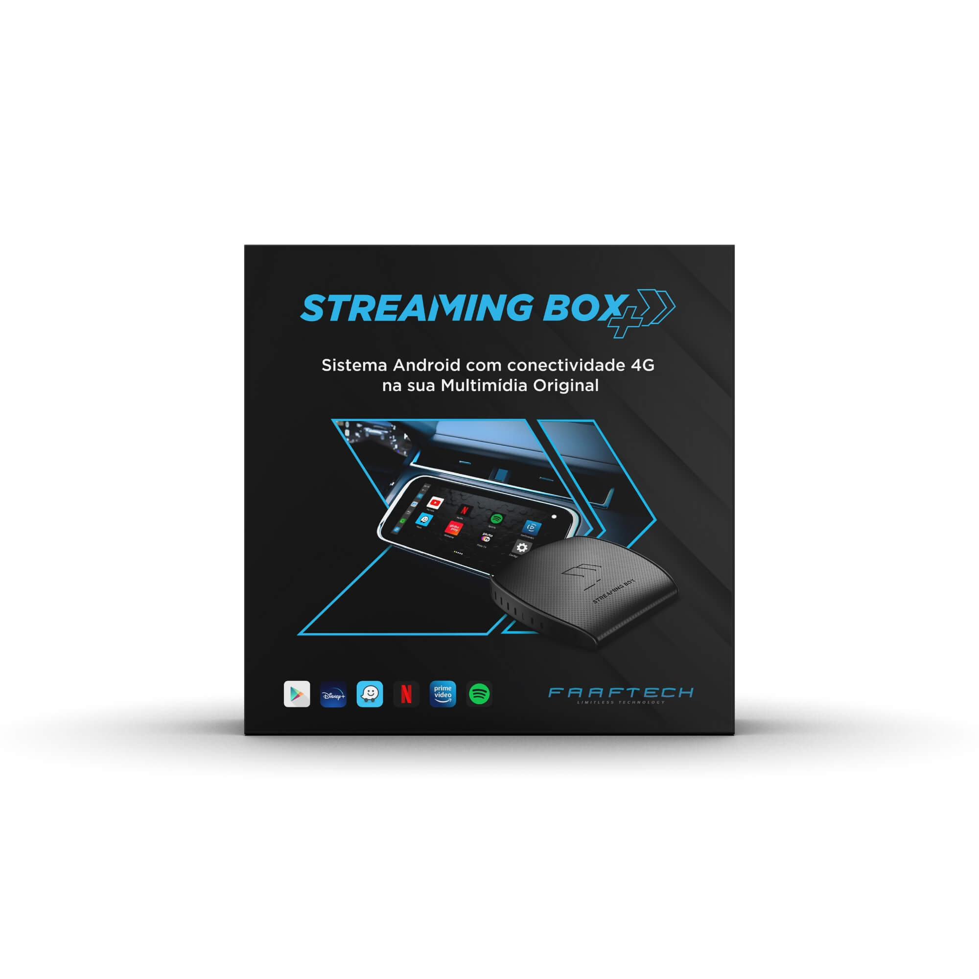 Streaming Box para Carros C/ Sistema Carplay Android/IOS USB Plug & Play FULL HD WI-FI Faaftech