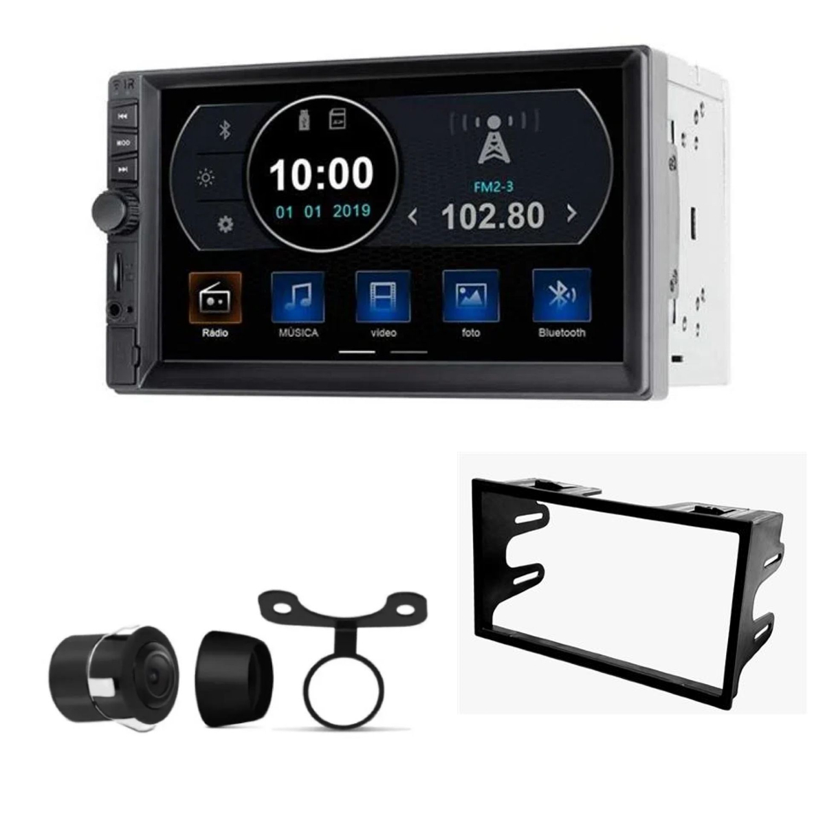 COMP Central Multimídia Evolve TV MP5 TV Digital 7" 4X45W BT/USB/AUX C/ Camera de Ré e Moldura Polo até 2012