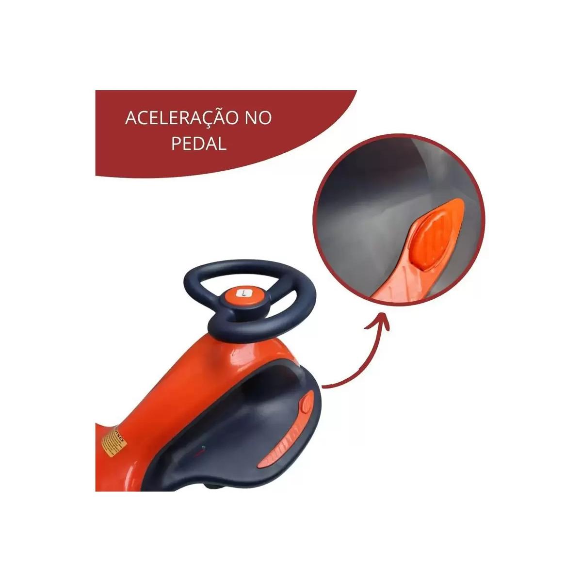 Carrinho de Rolimã Elétrico Infantil Recarregável 6V Com Giro de Volante Laranja ImportWay - BW188LR