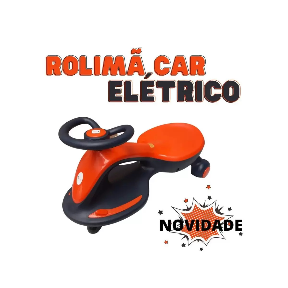 Carrinho de Rolimã Elétrico Infantil Recarregável 6V Com Giro de Volante Laranja ImportWay - BW188LR