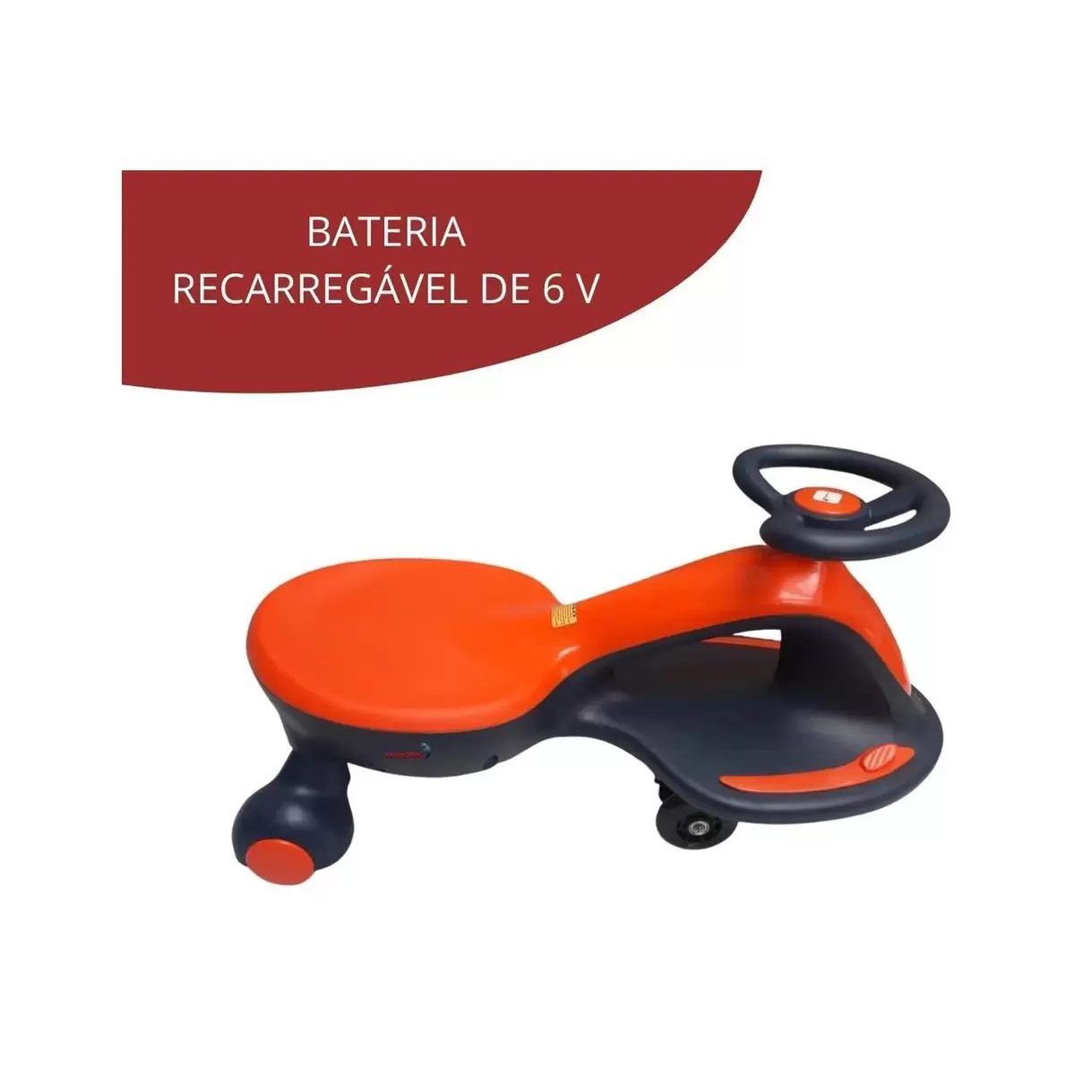 Carrinho de Rolimã Elétrico Infantil Recarregável 6V Com Giro de Volante Laranja ImportWay - BW188LR