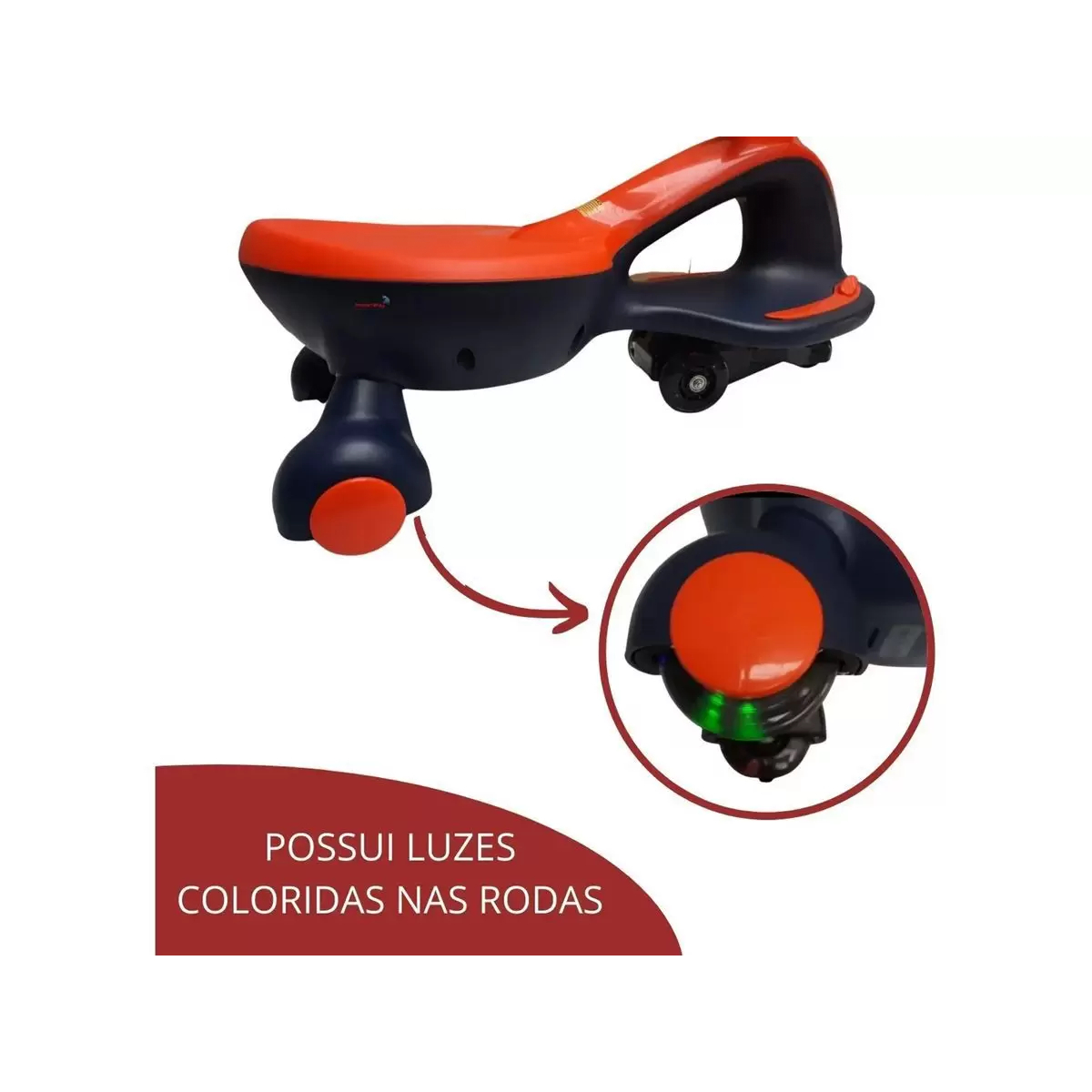 Carrinho de Rolimã Elétrico Infantil Recarregável 6V Com Giro de Volante Laranja ImportWay - BW188LR
