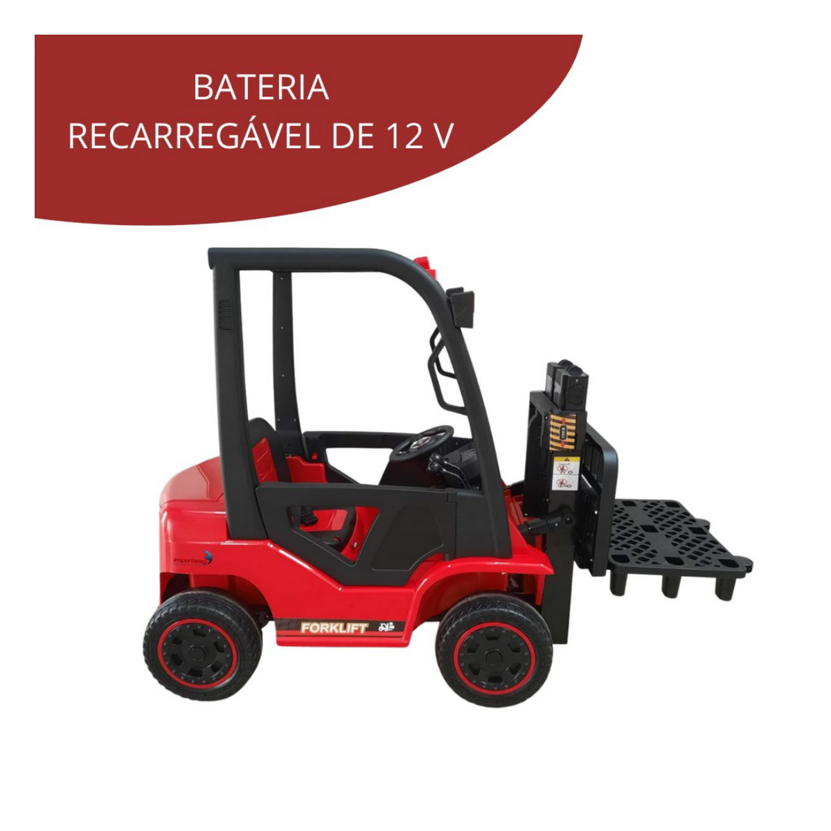 Carrinho Empilhadeira Elétrica Infantil 12V Recarregável c/ Controle Remoto ImportWay-BW185VM