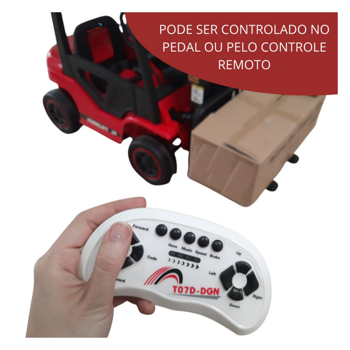 Carrinho Empilhadeira Elétrica Infantil 12V Recarregável c/ Controle Remoto ImportWay-BW185VM