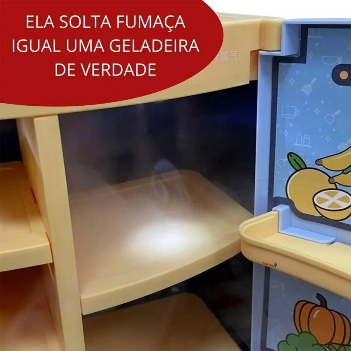 Brinquedo Mini Geladeira Infantil com Acessórios Som Luzes e Fumaça Importway - BW162