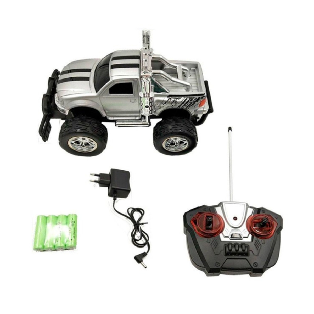 Brinquedo Carrinho Controle Remoto c/ Pilhas Recarregaveis Luzes de Farol 26cm ImportWay-BW026PR