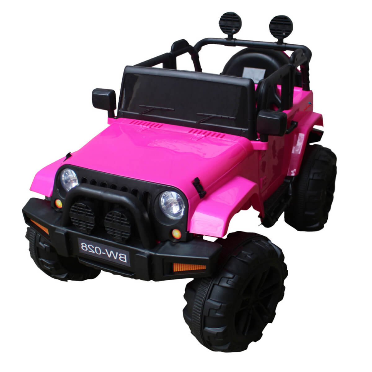 Mini Carro Jipe Elétrico Infantil Recarregável 12V Controle Remoto Som Rosa ImportWay - BR028RS