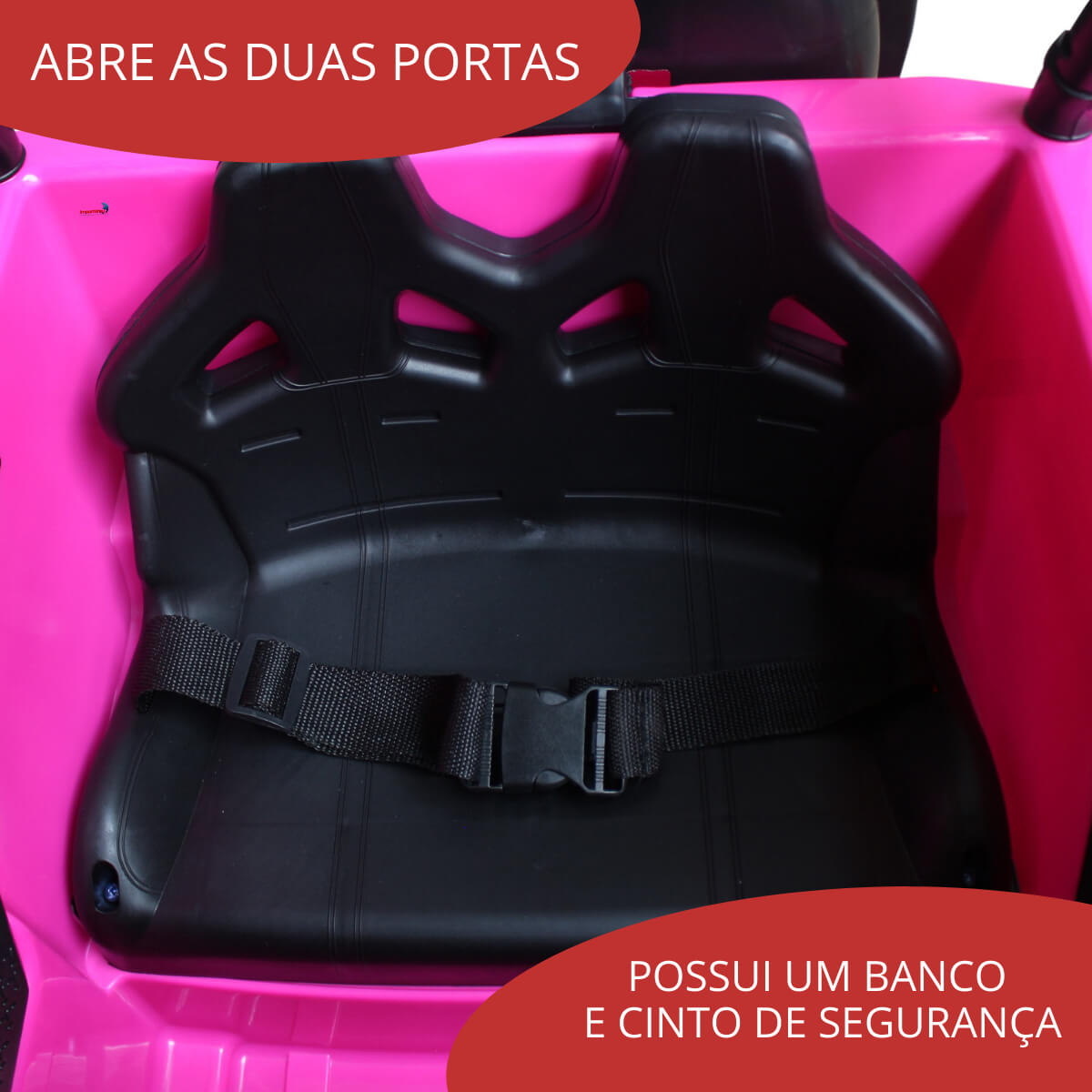 Mini Carro Jipe Elétrico Infantil Recarregável 12V Controle Remoto Som Rosa ImportWay - BR028RS