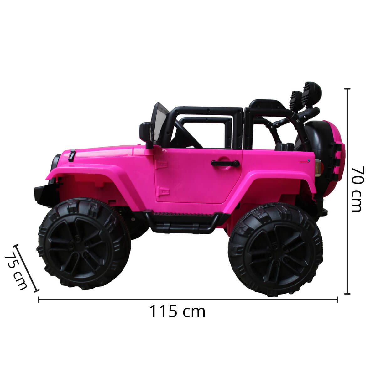 Mini Carro Jipe Elétrico Infantil Recarregável 12V Controle Remoto Som Rosa ImportWay - BR028RS