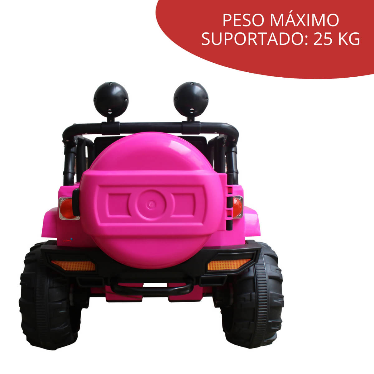 Mini Carro Jipe Elétrico Infantil Recarregável 12V Controle Remoto Som Rosa ImportWay - BR028RS