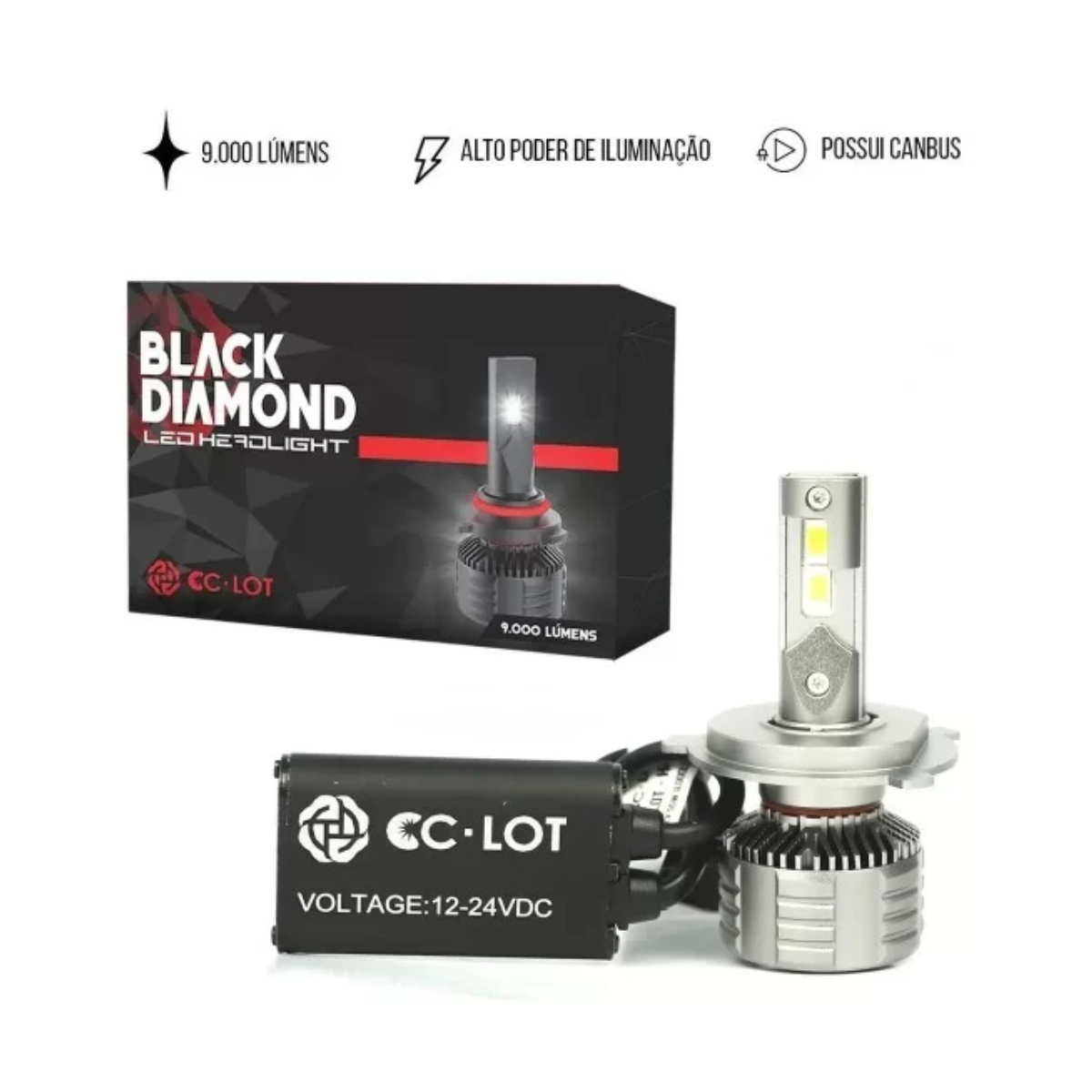 Kit Lâmpada Ultra LED CC-LOT Black Diamond H11 JR8 6000K com Canceller 9000 Lumens - YXF-F13-H11