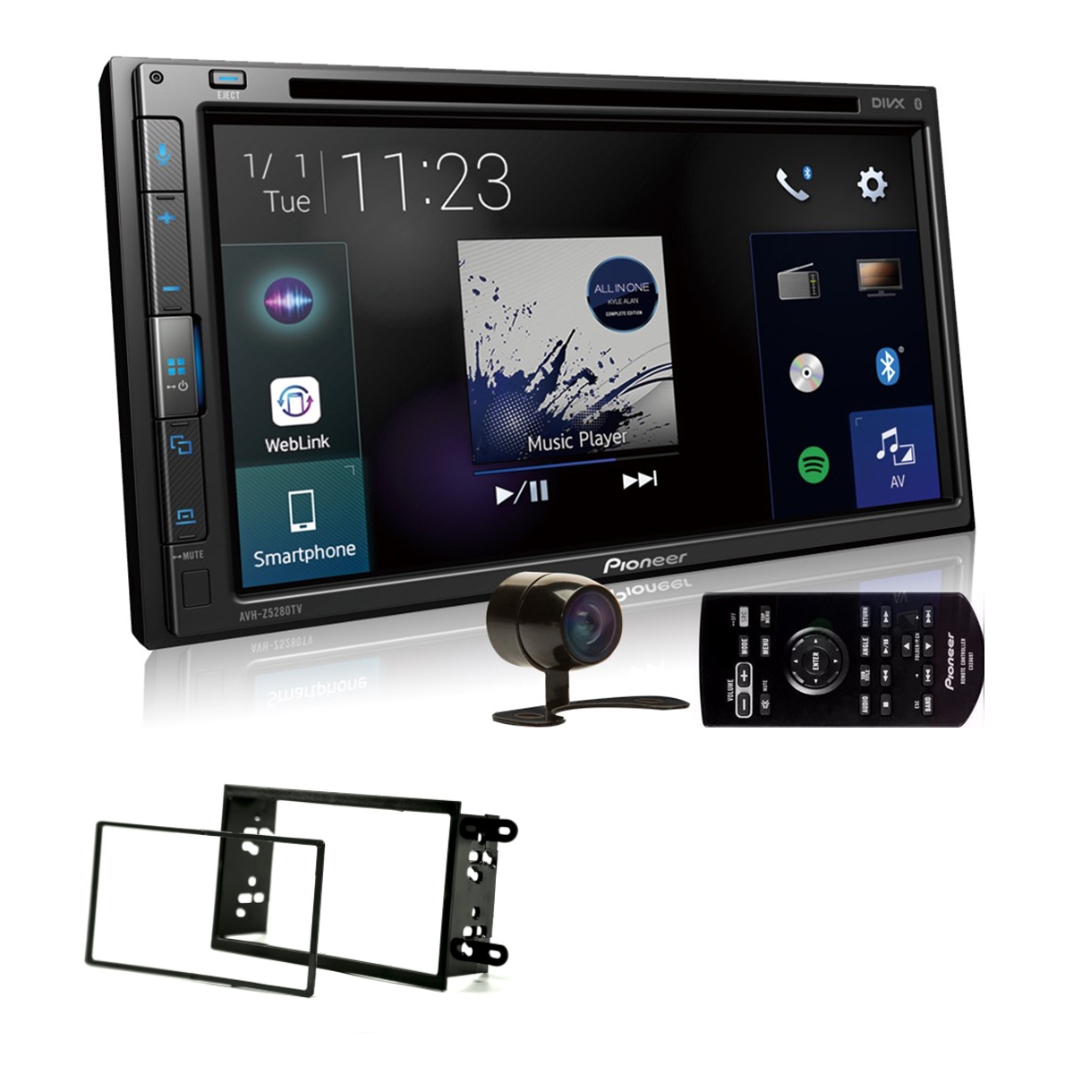 COMP Kit Central Multimídia AVH-Z5280TV Pioneer 6,8 Pol BT DVD Android Iphone Tv + Câmera de ré + Mold Spin 2012 / 2019