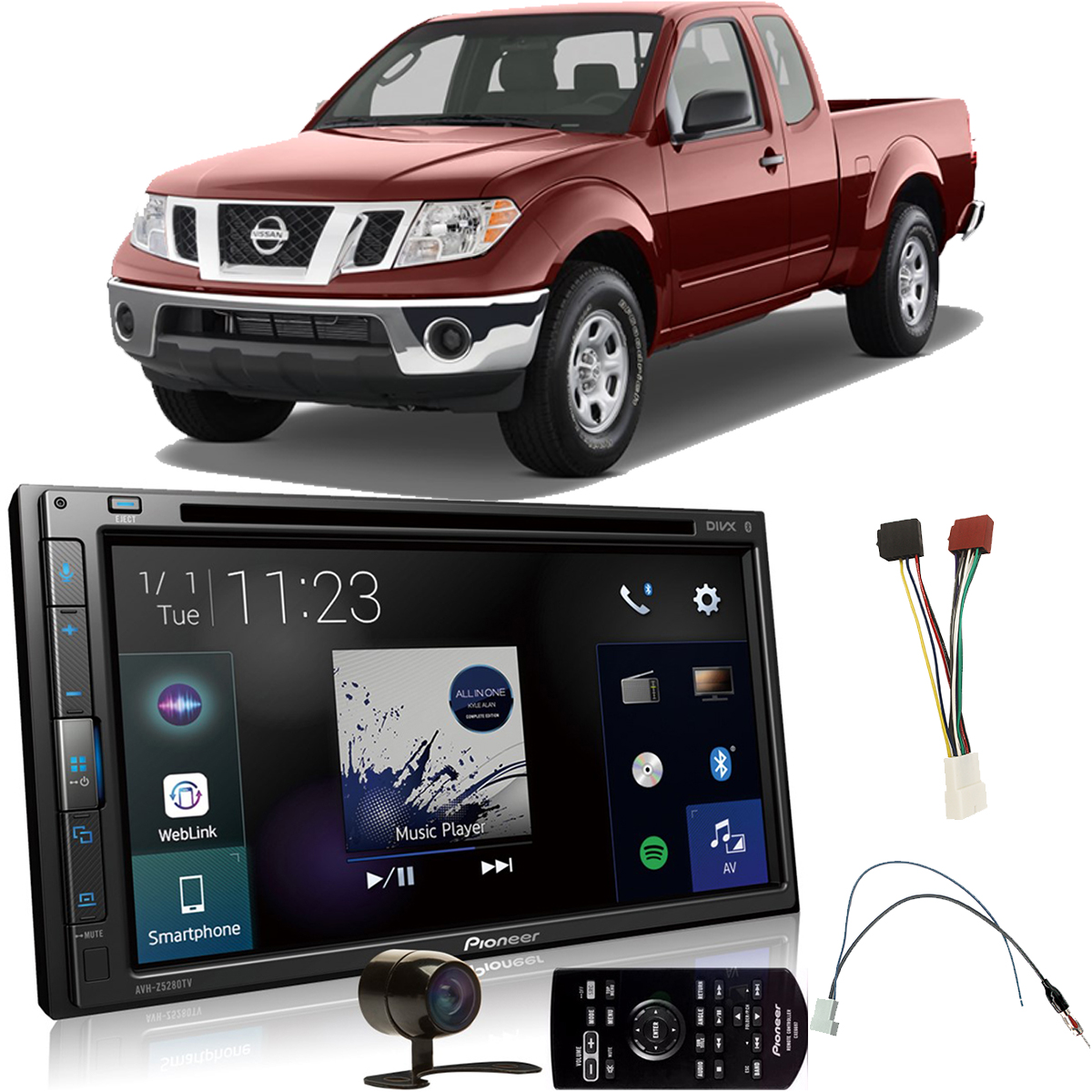 COMP Kit Central Multimídia Frontier 2010 até 2016 AVH-Z5280TV Pioneer 6,8 Pol+ Câmera de ré + Chicotes Plug and Play