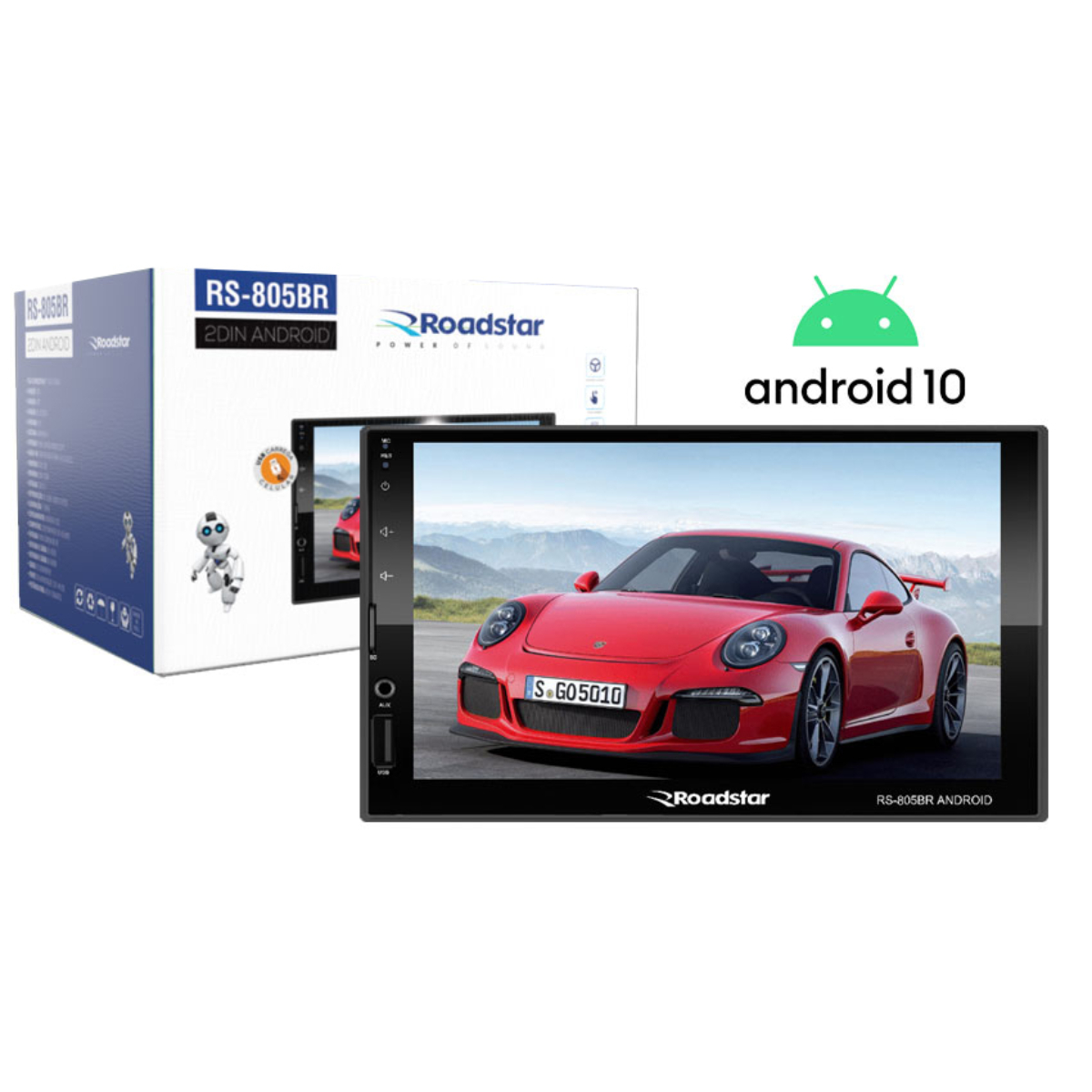 Multimídia 2 din 7 pol Android 10.1 Espelhamento WiFi  FM GPS USB SD Full Touch Roadstar - RS805BR