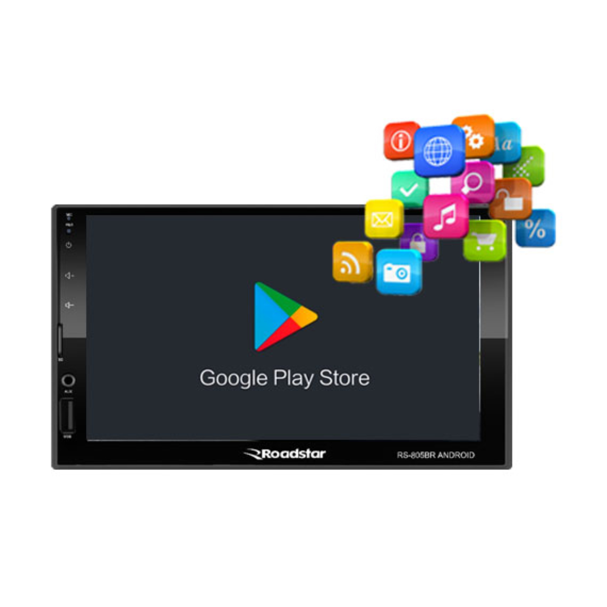 Multimídia 2 din 7 pol Android 10.1 Espelhamento WiFi  FM GPS USB SD Full Touch Roadstar - RS805BR