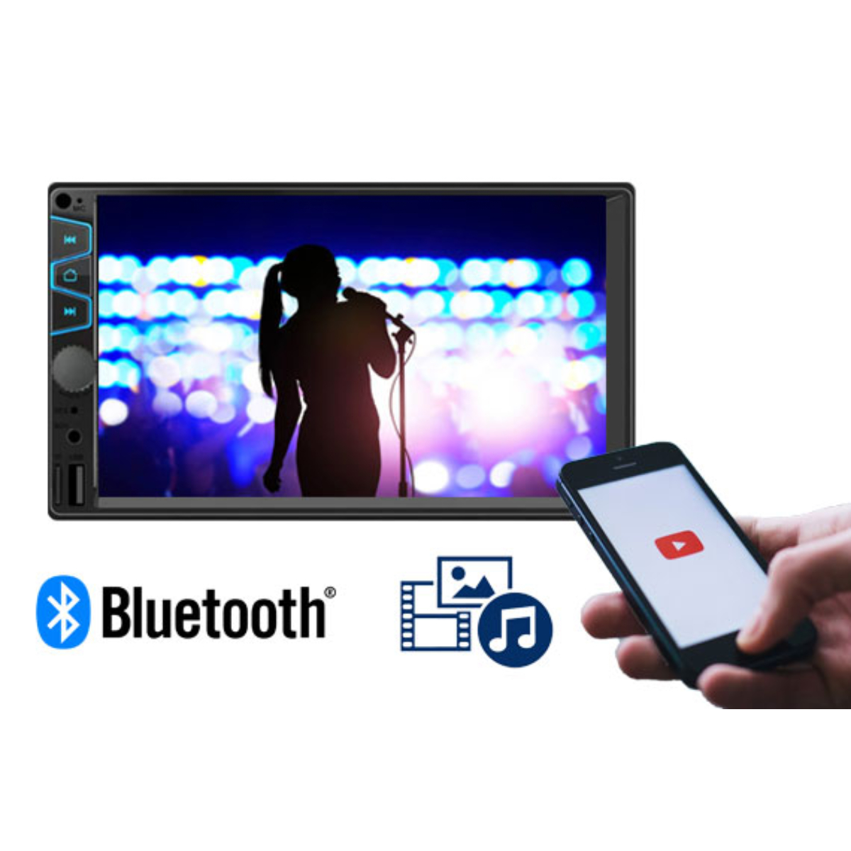 Multimídia MP5 2 din 7 pol Espelhamento Android FM/USB/Micro SD Full Touch Roadstar - RS405BR