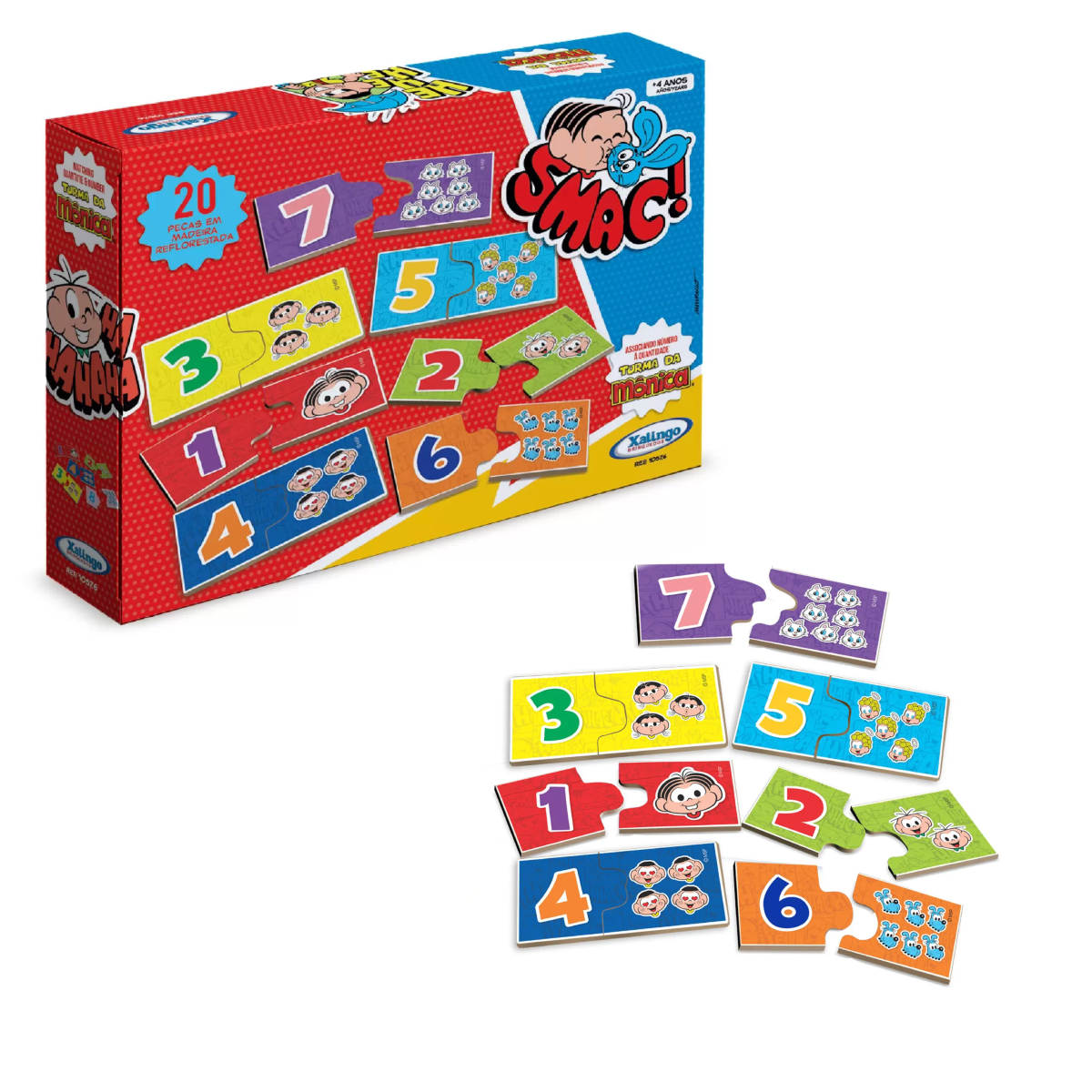 Jogo Associando Números e Quantidades Turma da Mônica 20 Peças Xalingo - 1057.6