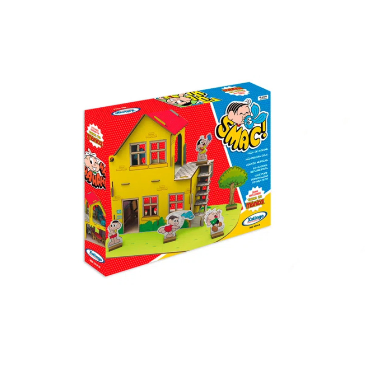 Quebra-Cabeça 3D Casinha Monte e Brinque Turma da Mônica 48 Peças Madeira Xalingo - 1044.3
