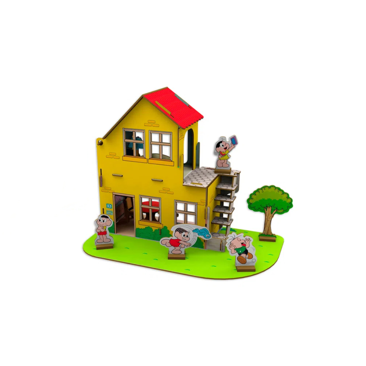 Quebra-Cabeça 3D Casinha Monte e Brinque Turma da Mônica 48 Peças Madeira Xalingo - 1044.3