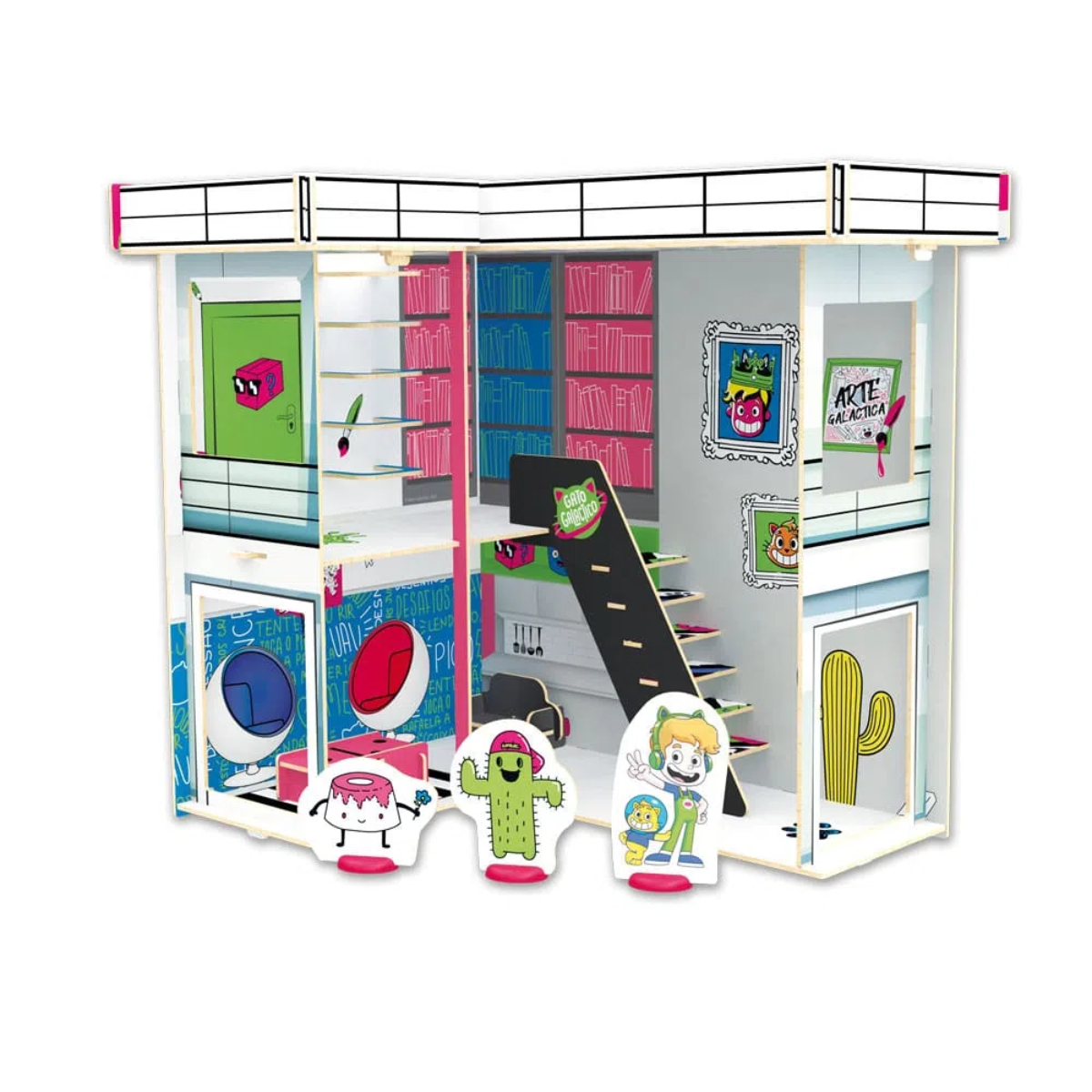 Quebra Cabeça 3D Mansão Miau Playset Gato Galáctico 48 Peças Madeira Xalingo - 53821