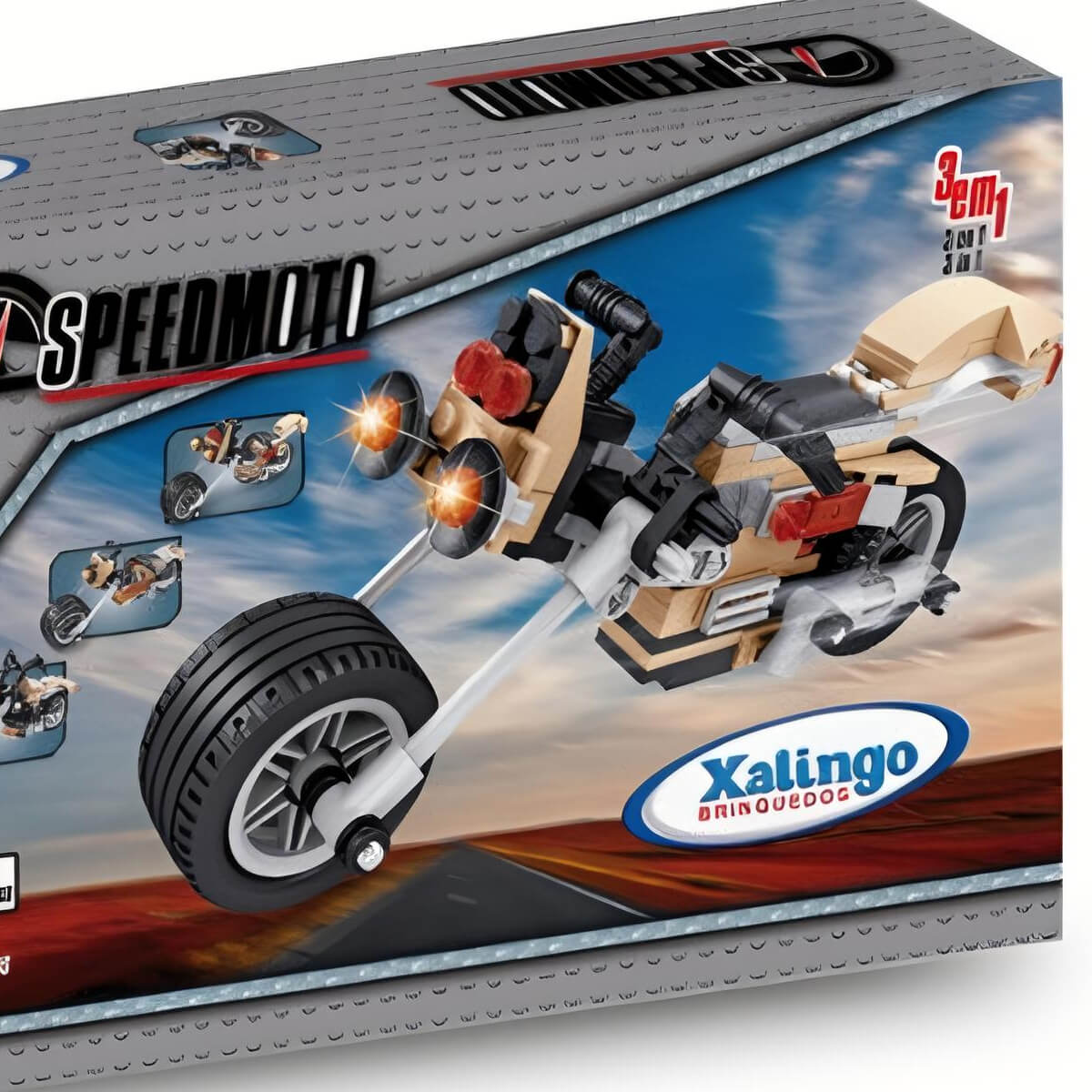 Brinquedo de Encaixar Montar Speed Moto 3x1 142 Peças +6 anos Certificado Inmetro Xalingo 1195.4