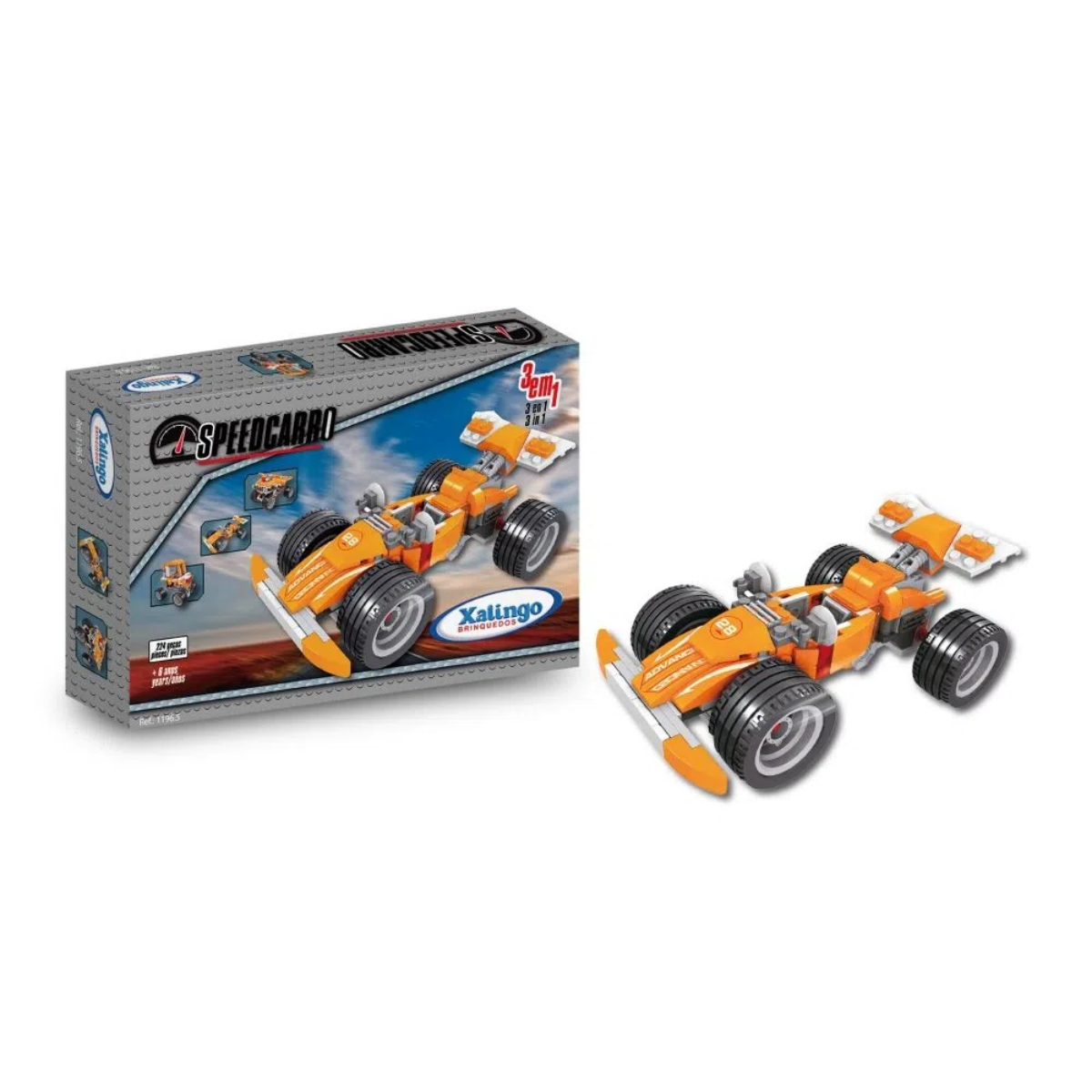 Carrinho de Brinquedo Montar SpeedCarro 3x1 224 Peças Xalingo - 1196.5