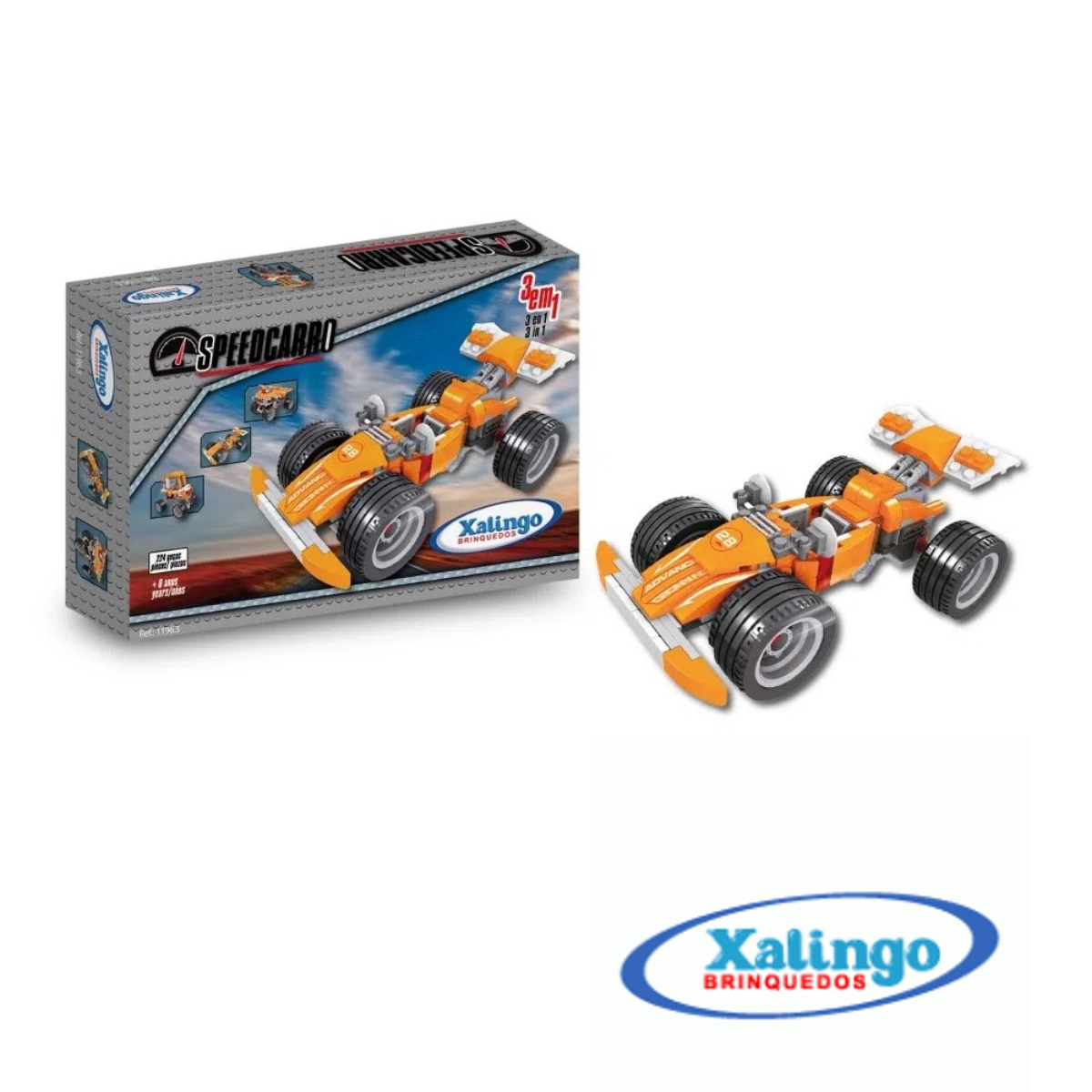 Carrinho de Brinquedo Montar SpeedCarro 3x1 224 Peças Xalingo - 1196.5