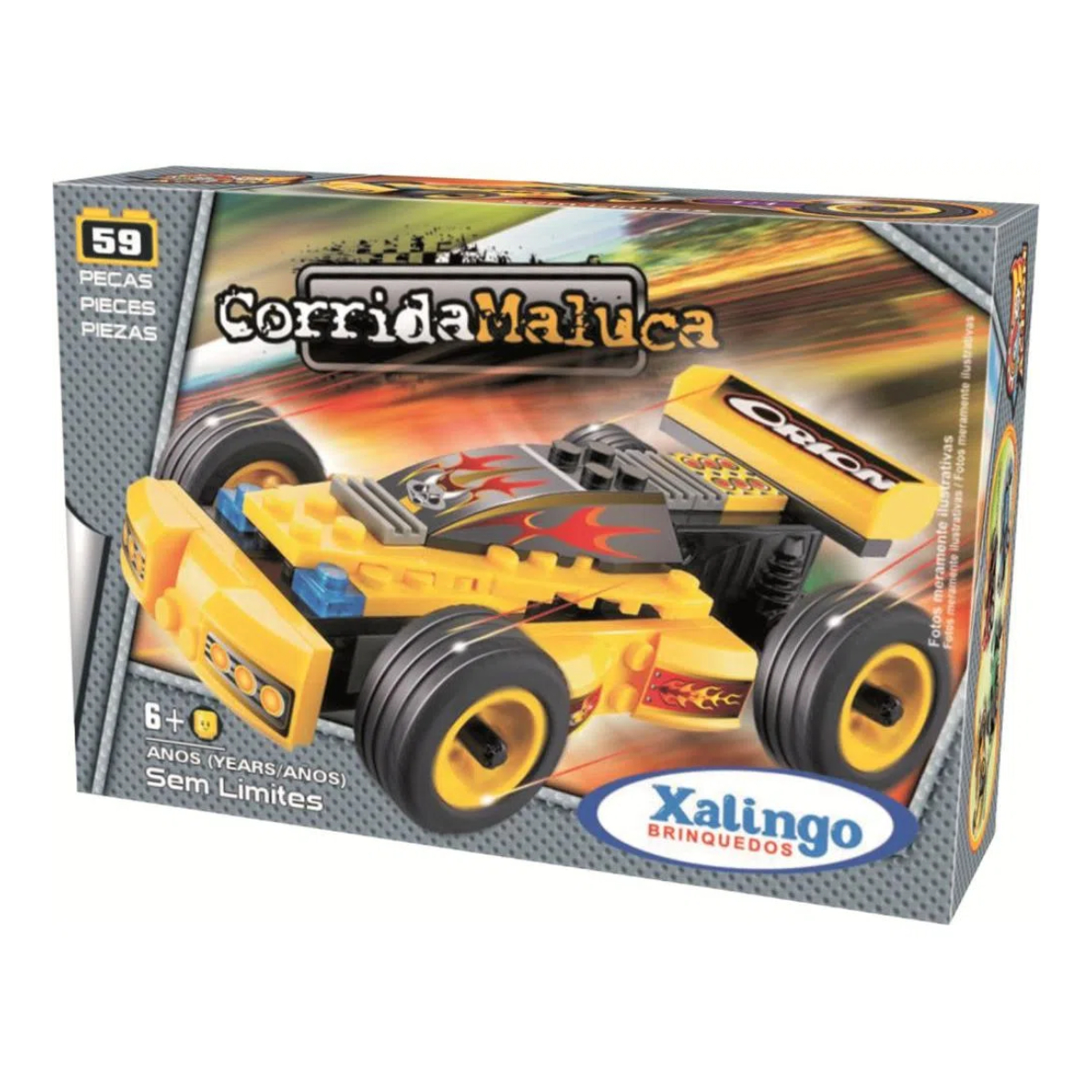 Carrinho Brinquedo de Montar Corrida Maluca Sem Limites 59 Peças Xalingo - 0623.2