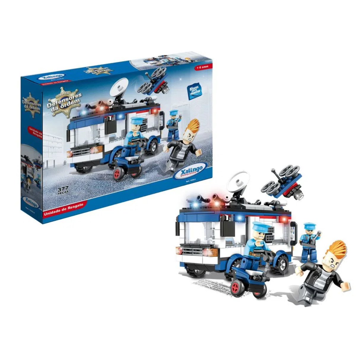 Brinquedo de Montar Defensores da Ordem Unidade Resgate Super Caminhão 377 Peças Xalingo 1029.8