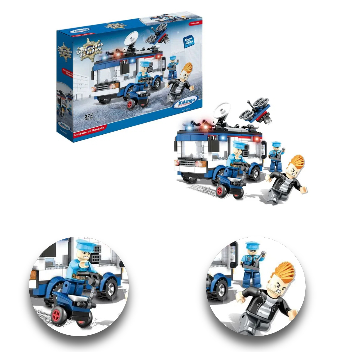 Brinquedo de Montar Defensores da Ordem Unidade Resgate Super Caminhão 377 Peças Xalingo 1029.8