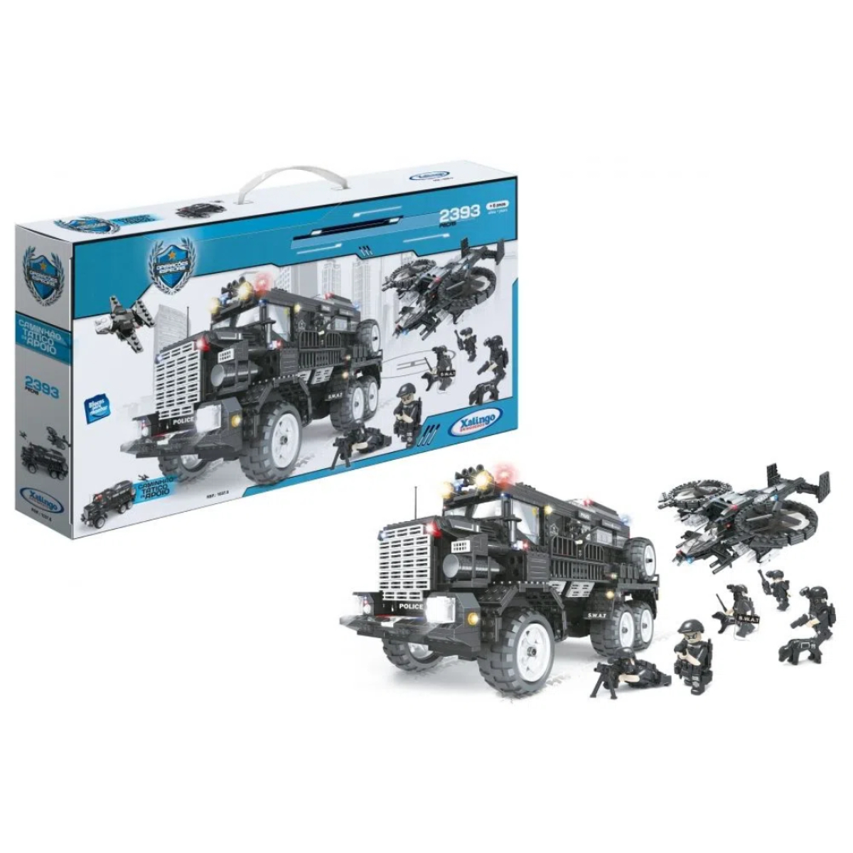Brinquedo de Montar Operações Especiais Caminhão Tatico de Apoio 2393 Peças Xalingo - 1037.6