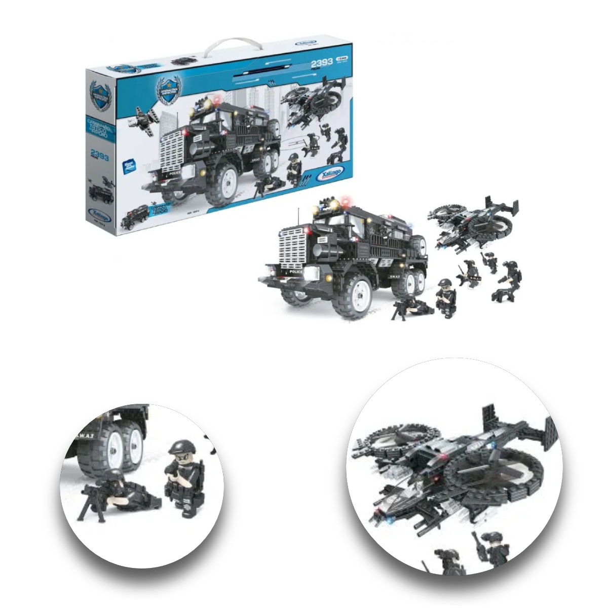 Brinquedo de Montar Operações Especiais Caminhão Tatico de Apoio 2393 Peças Xalingo - 1037.6