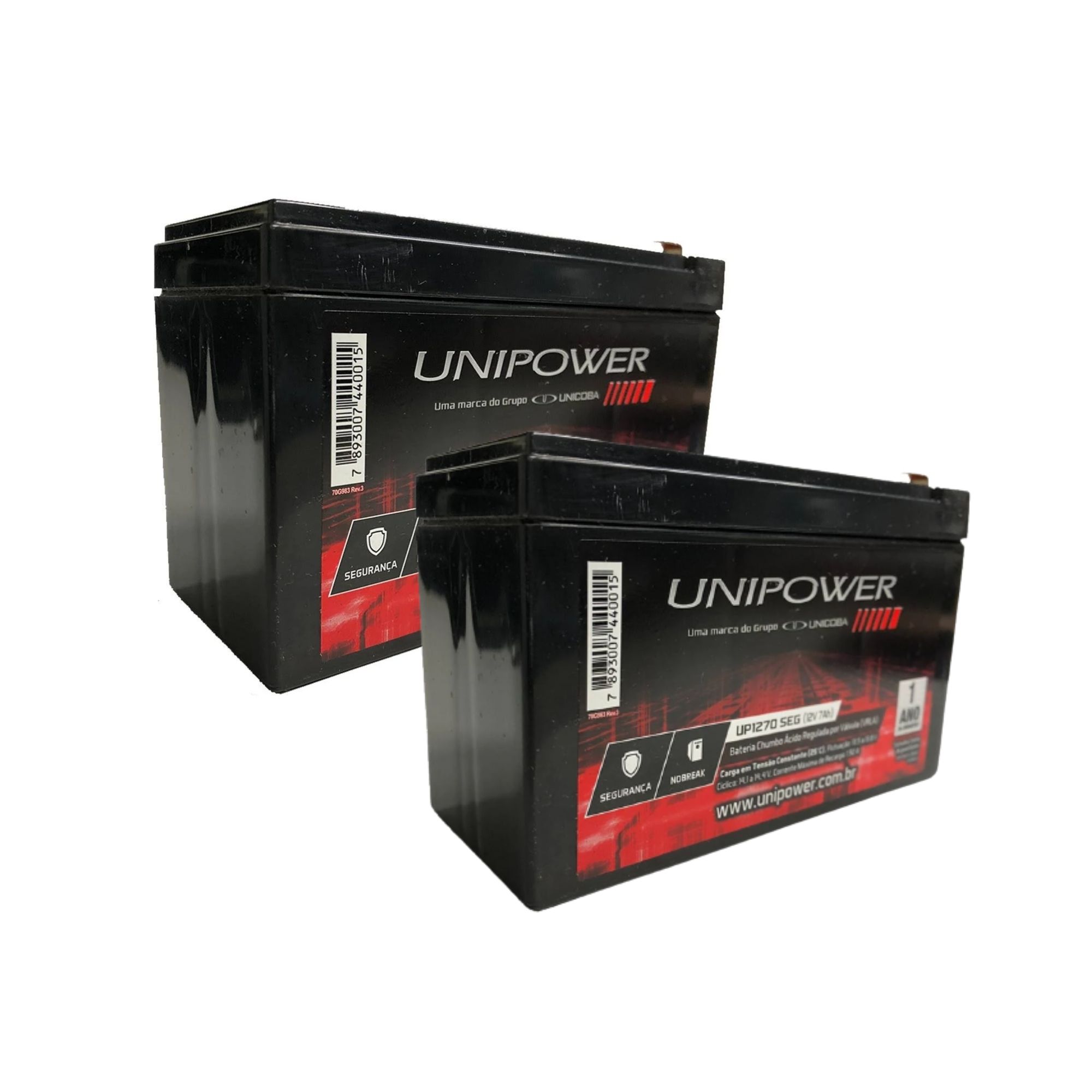 COMP Kit 2 Baterias para Nobreak Interna Selada 12V 7,0AH UP1270SEG - Unipower