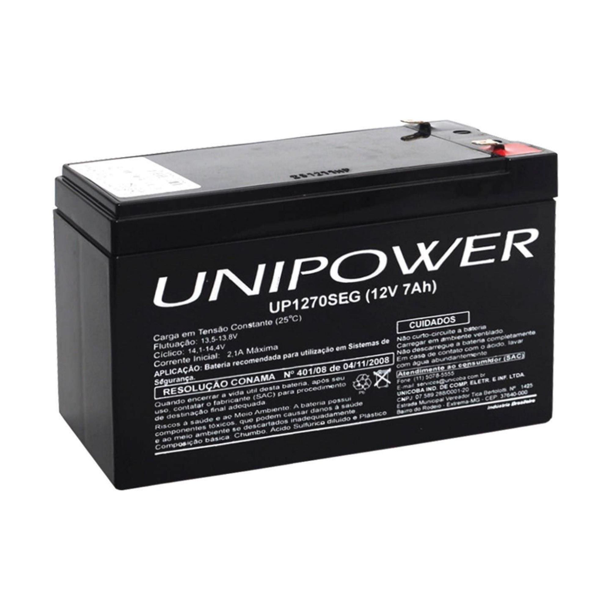COMP Kit 2 Baterias para Nobreak Interna Selada 12V 7,0AH UP1270SEG - Unipower
