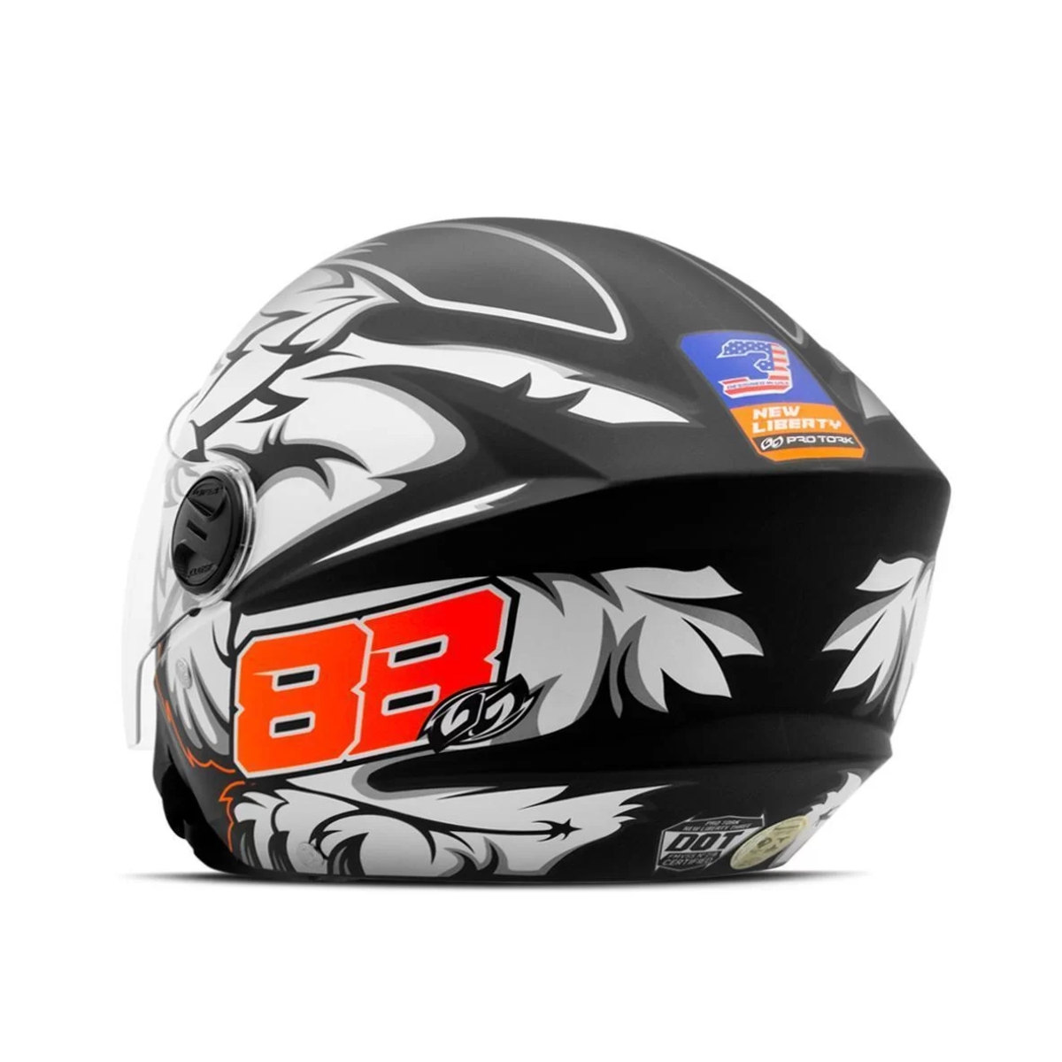 Capacete New Liberty Three GP 88 Pro Tork Cor:Preto Fosco;Tamanho:60