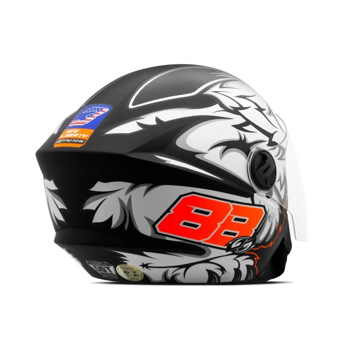 Capacete New Liberty Three GP 88 Pro Tork Cor:Preto Fosco;Tamanho:60