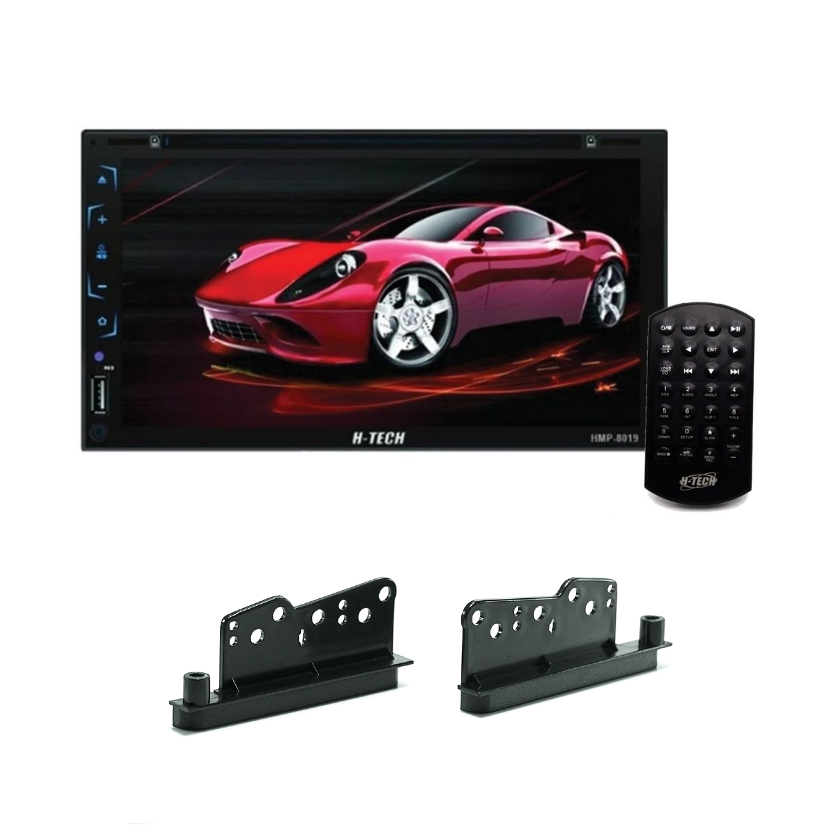 Kit Central Multimídia Universal 2DIN H-Tech HMP-8019 7" TV GPS BT USB SD AUX Android IOS + Mold Hilux SW4/SRV/STD 05-12