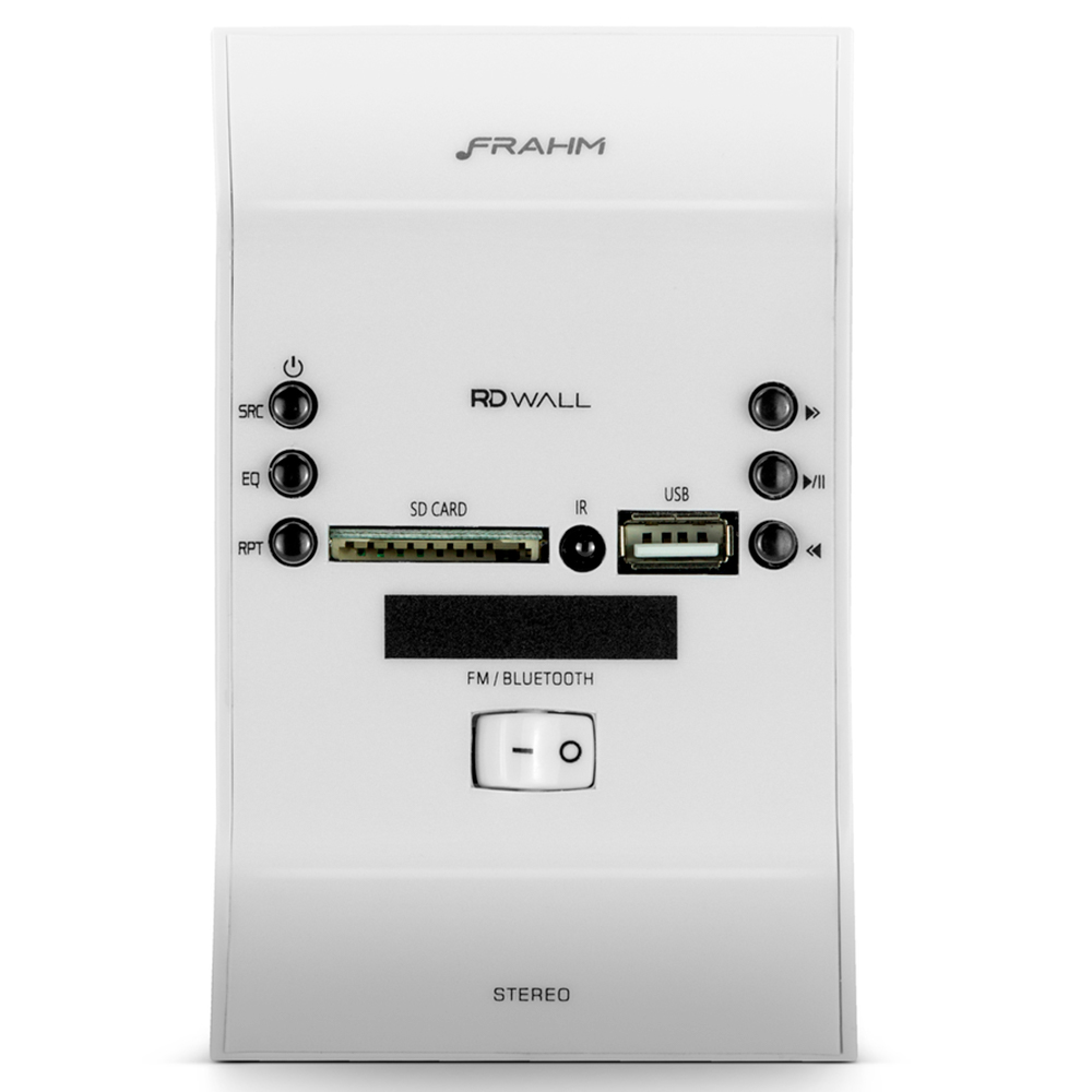 Kit Amplificador de Parede Frahm RD Wall Branco + 2 Caixas de Som Frahm Arandela 6 Polegadas Quadrada 50W Alumínio
